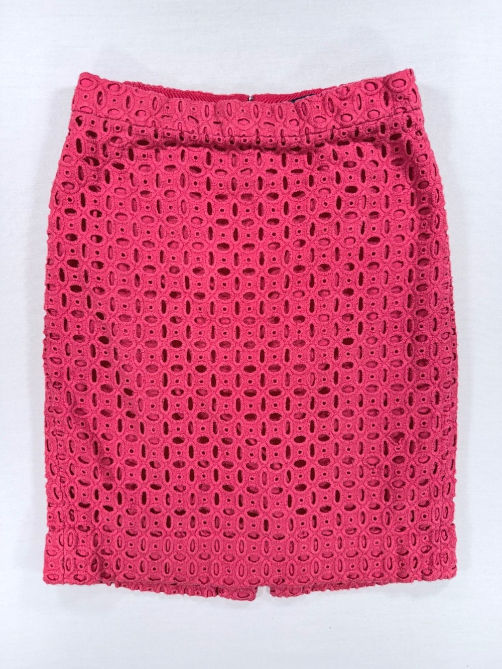 J.Crew No. 2 Pencil Skirt in Eyelet Pink Cotton Size 0